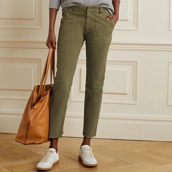 Nili Lotan Jenna Pants Green Raw Hem Flap Pocket Size 10 - Picture 7 of 7